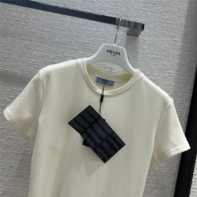 Pra*a triangle logo patch brushed short-sleeved shirt