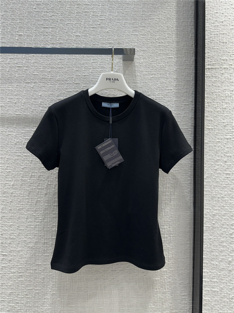 prada triangle logo patch brushed short-sleeved shirt