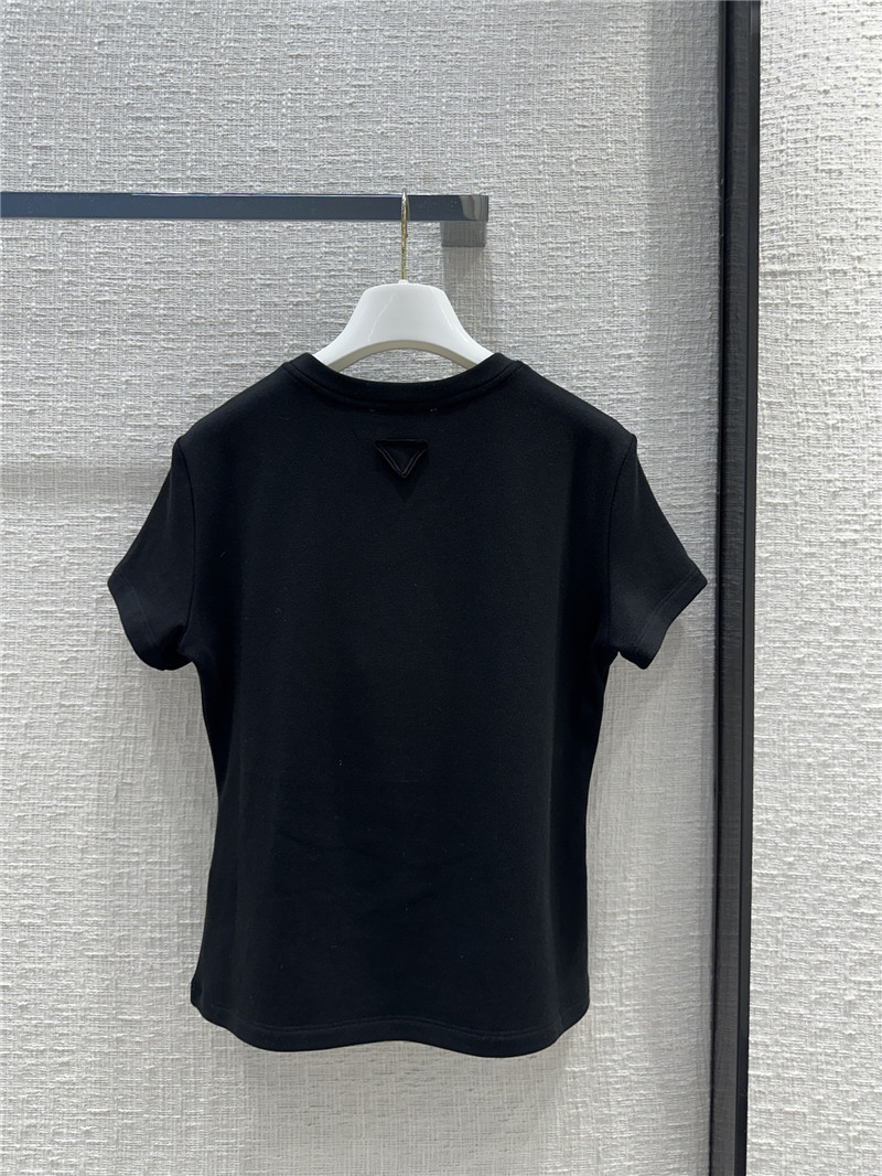 Pra*a triangle logo patch brushed short-sleeved shirt