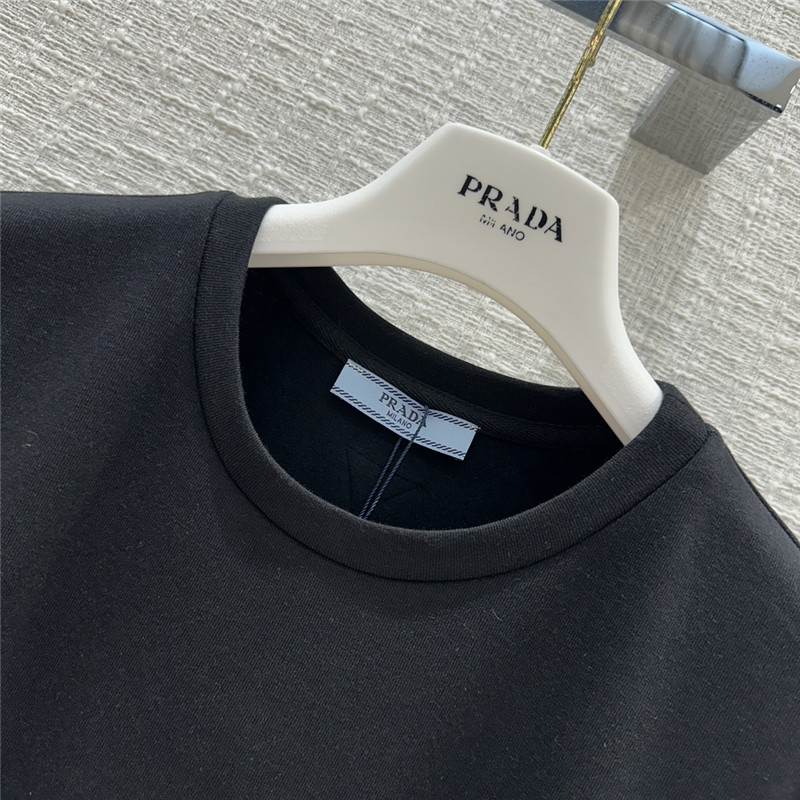 Pra*a triangle logo patch brushed short-sleeved shirt