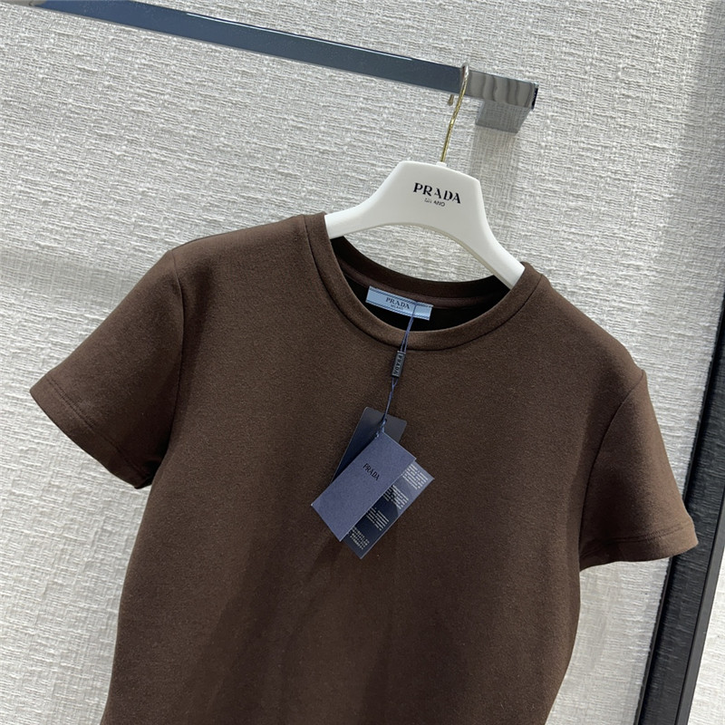 Pra*a triangle logo patch brushed short-sleeved shirt