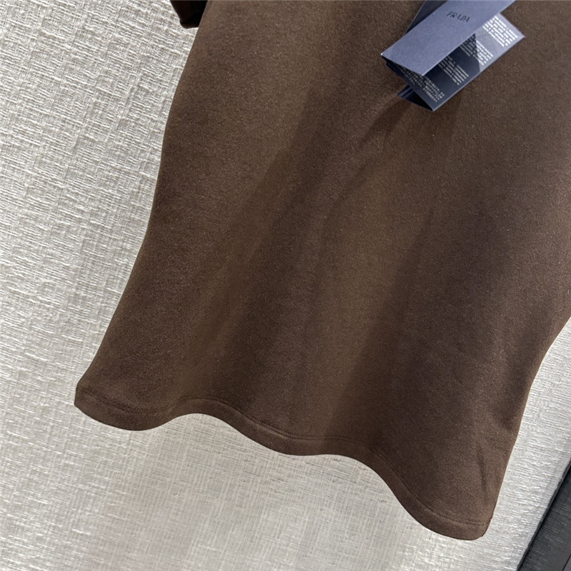 Pra*a triangle logo patch brushed short-sleeved shirt