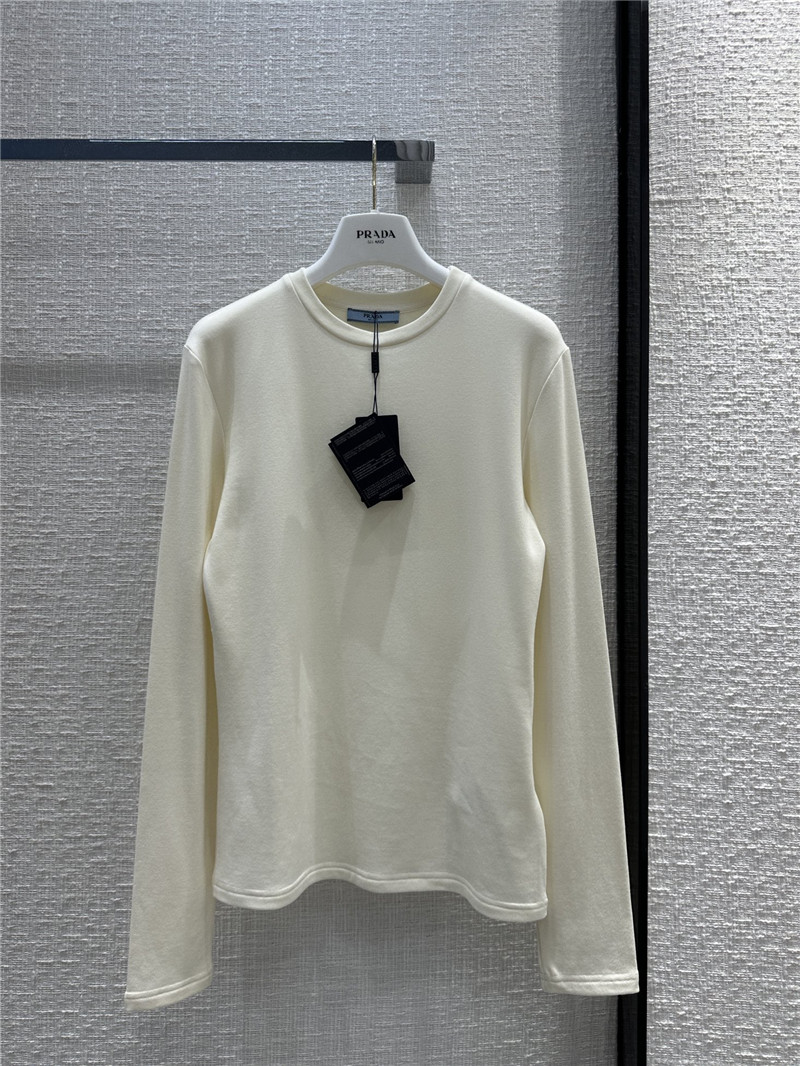 prada triangle logo patch brushed base layer shirt