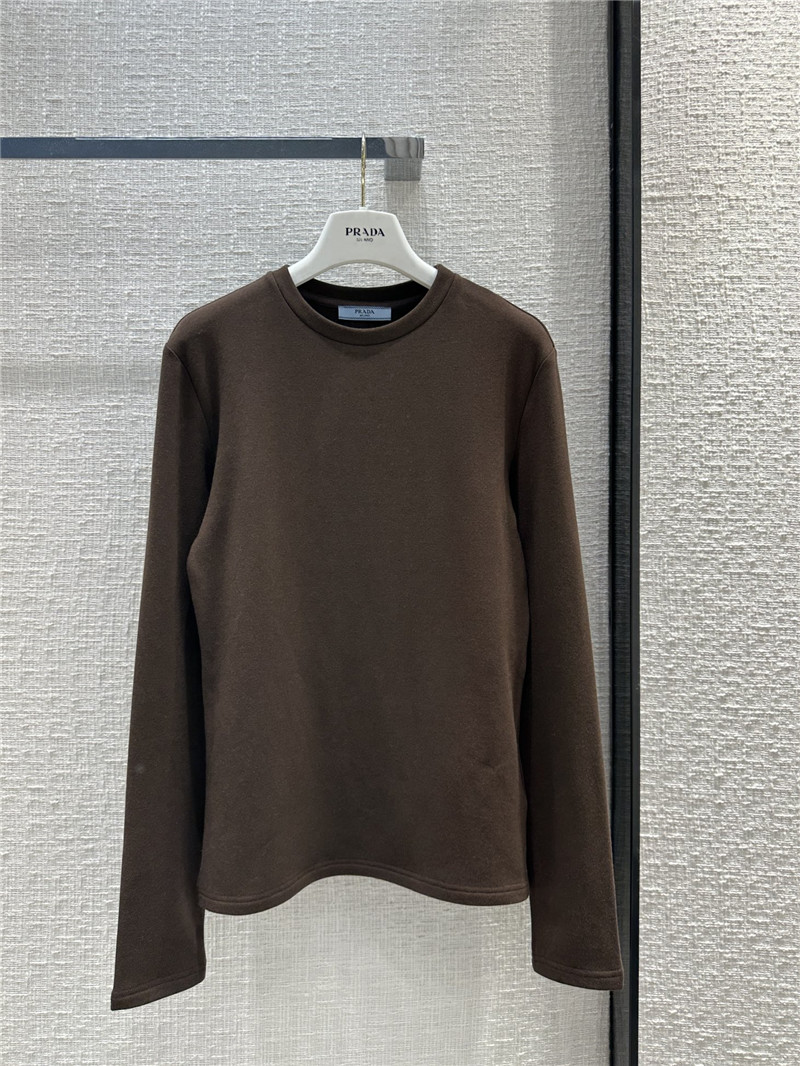 prada triangle logo patch brushed base layer shirt