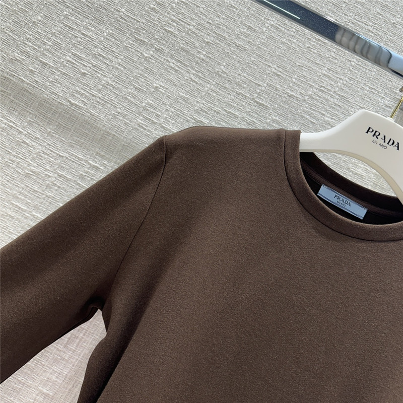 Pra*a triangle logo patch brushed base layer shirt