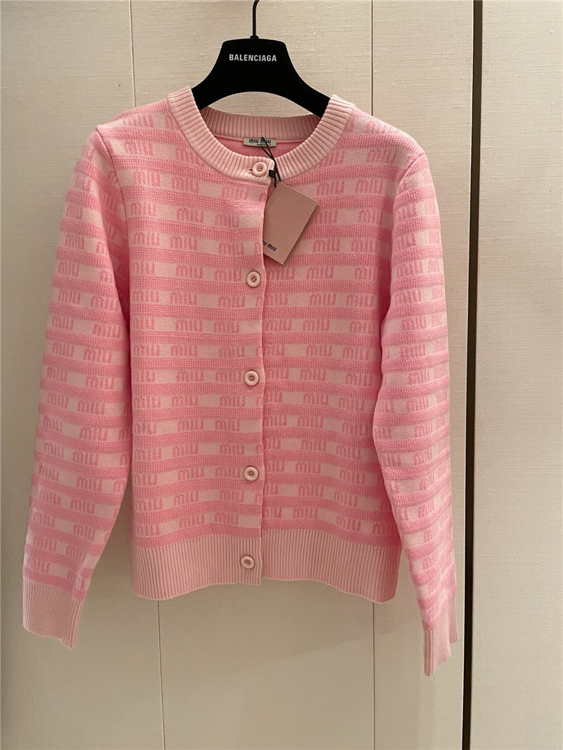 Miu Miu Logo Jacquard Knit Cardigan