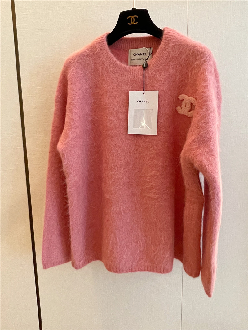 Ch**el logo alpaca sweater pink