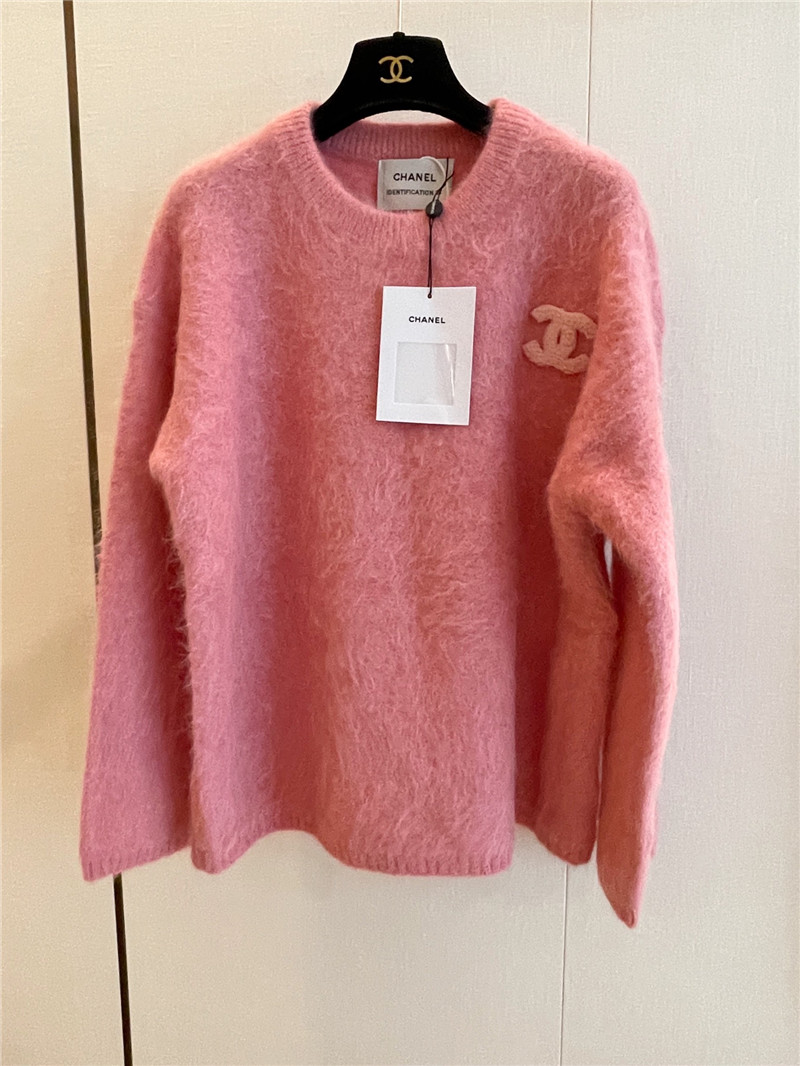 Ch**el logo alpaca sweater pink