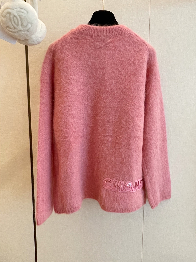 Ch**el logo alpaca sweater pink