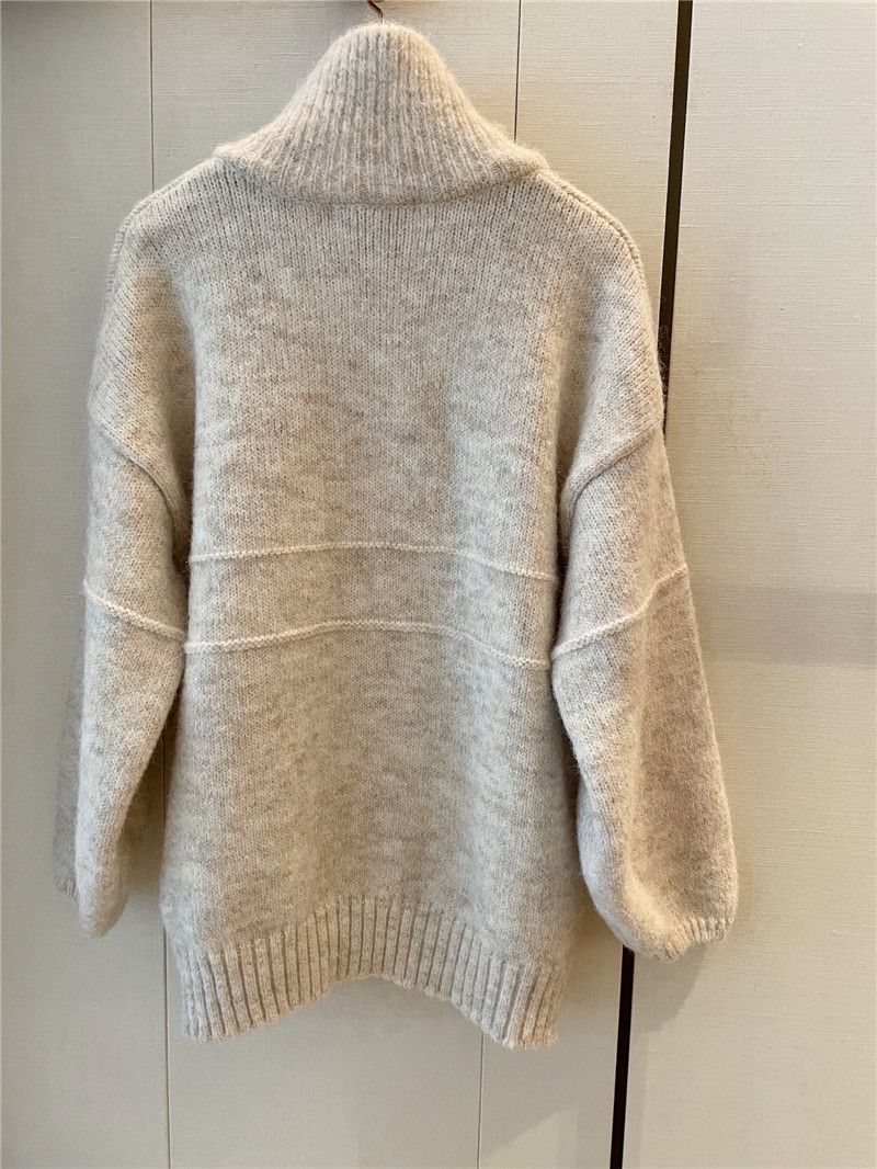Ch**el logo turtleneck loose sweater beige