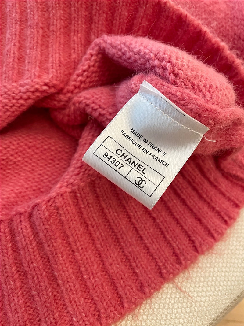 Ch**el logo turtleneck loose sweater pink