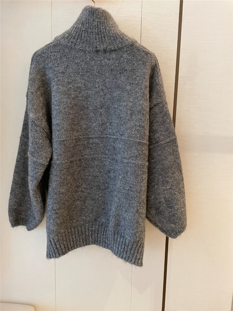 Ch**el logo turtleneck loose sweater grey