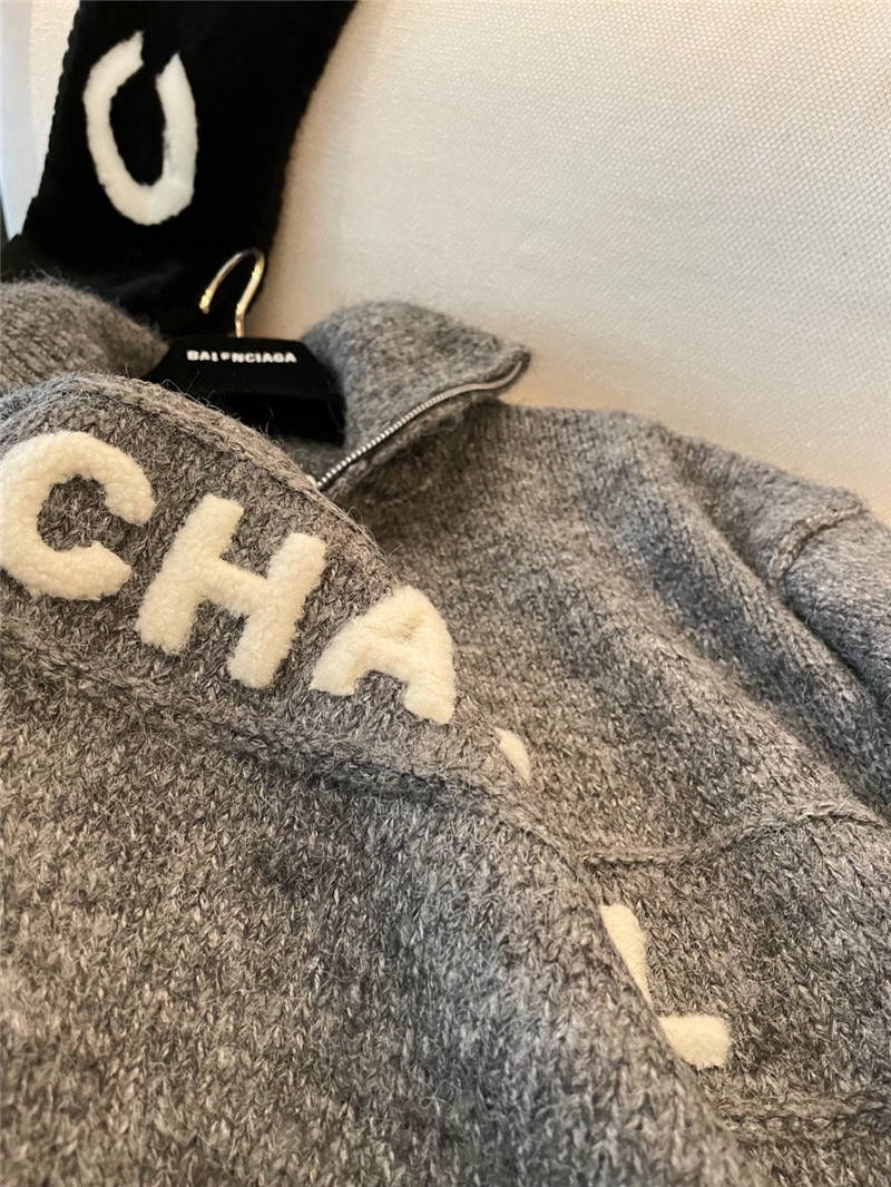Ch**el logo turtleneck loose sweater grey