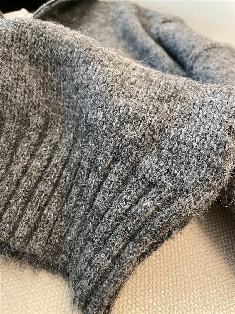 Ch**el logo turtleneck loose sweater grey