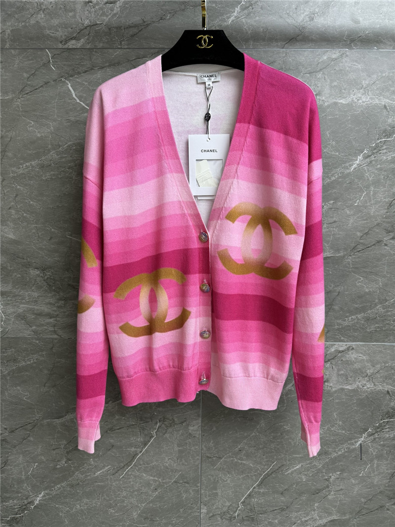 Ch**el logo gradient pink cardigan