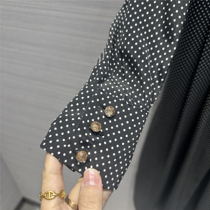 Vanitoo black and white polka dot print silk dress