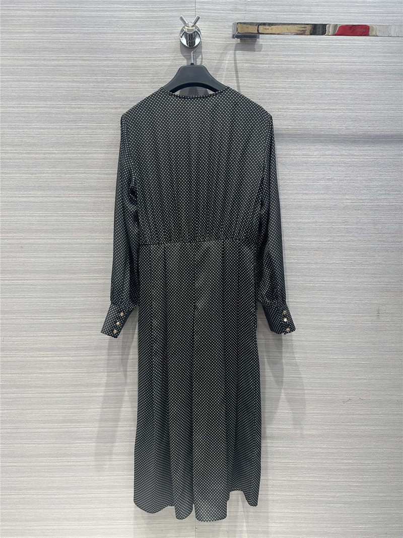 Vanitoo black and white polka dot print silk dress