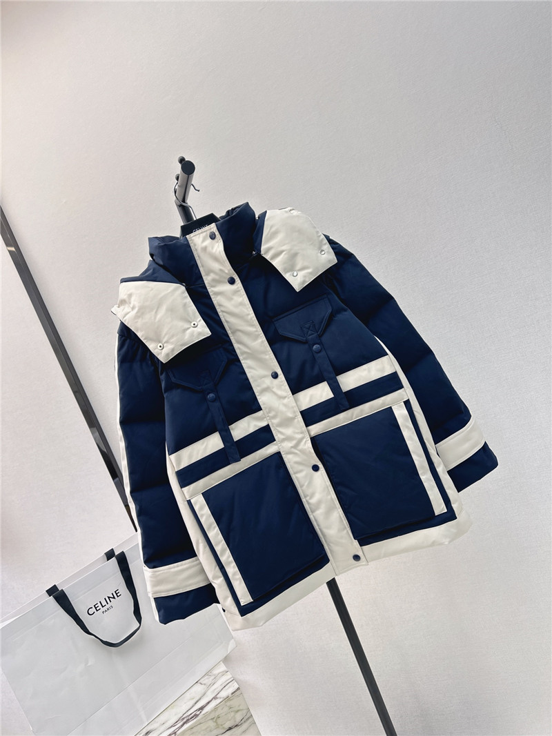 Ce1i*e new hooded stand collar work style down jacket