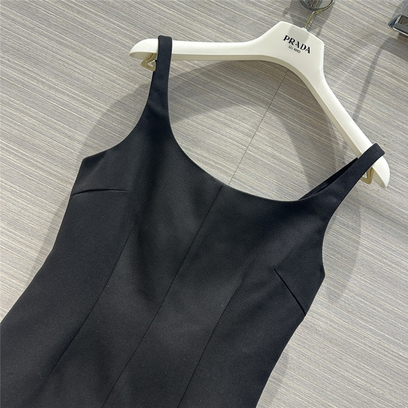 Pra*a party series mesh fake two-piece design dress