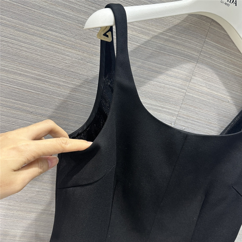 Pra*a party series mesh fake two-piece design dress