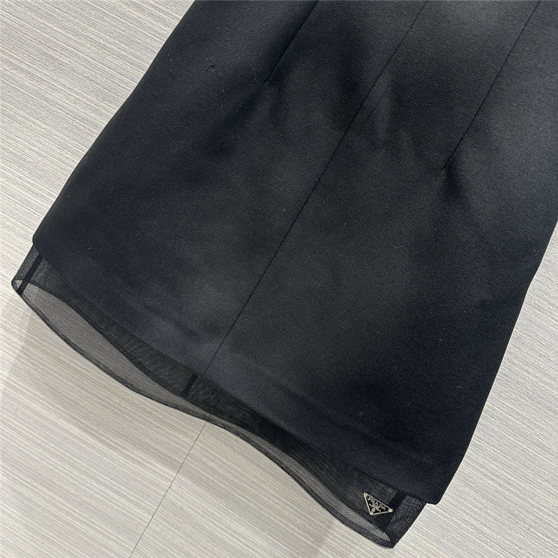 Pra*a party series mesh fake two-piece design dress