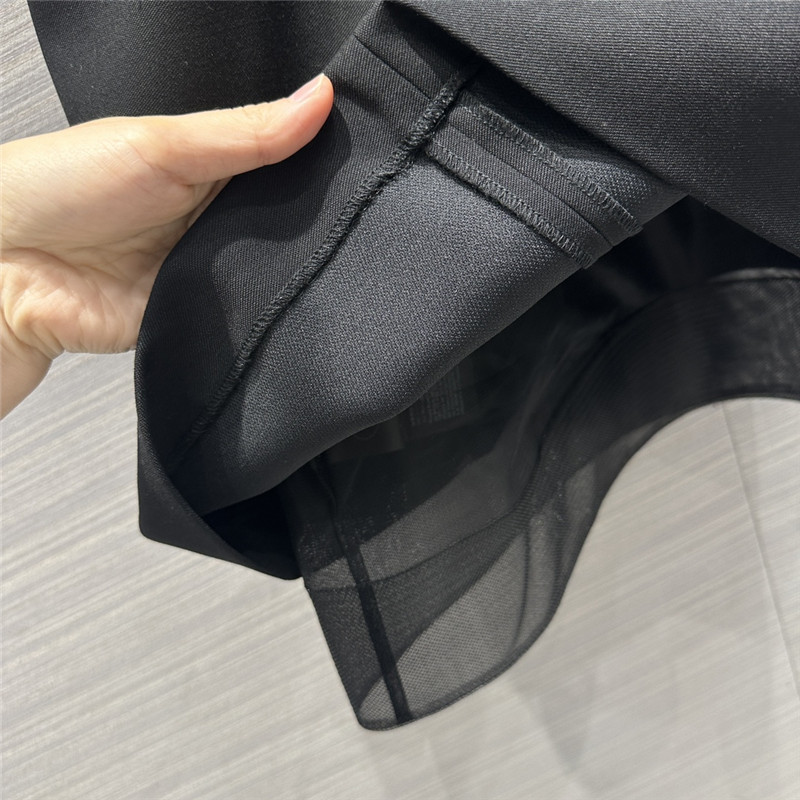 Pra*a party series mesh fake two-piece design dress