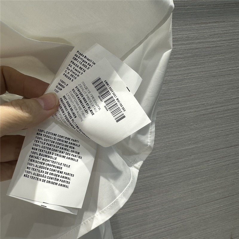 prada party series rhinestone button design white shirt