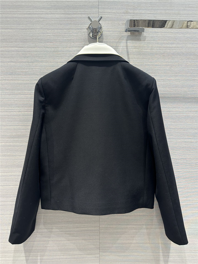 pra*a crystal D1am0nd button double collar design suit jacket