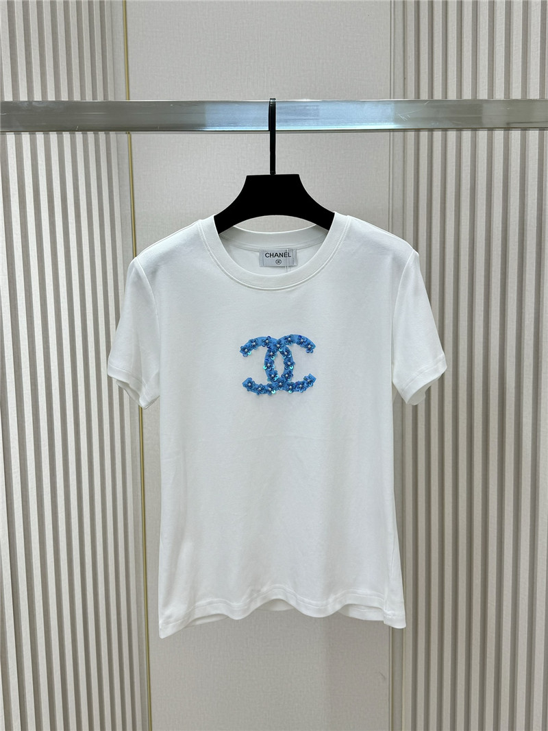 Ch**el letter print round neck short sleeve t-shirt