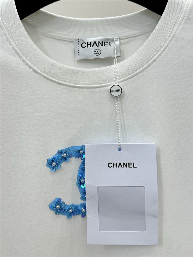 Ch**el letter print round neck short sleeve t-shirt