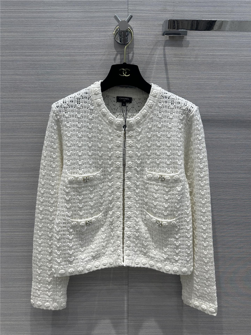 Ch**el hollow embossed braided cardigan