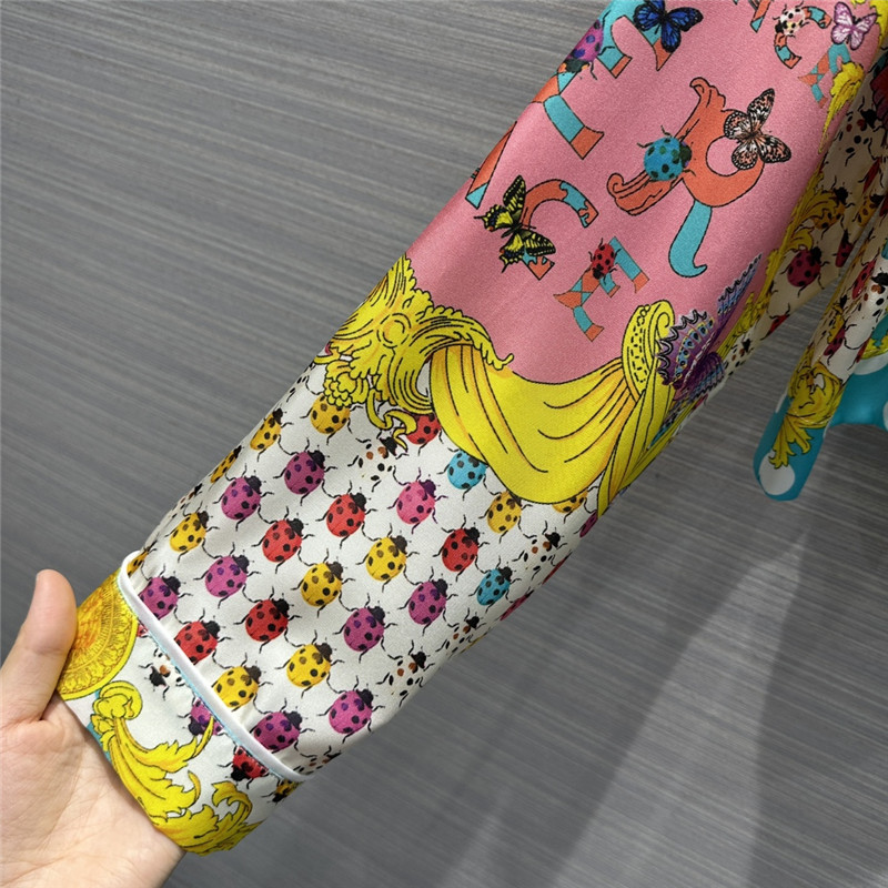 Versace dopamine color polka dot beetle print short silk shirt