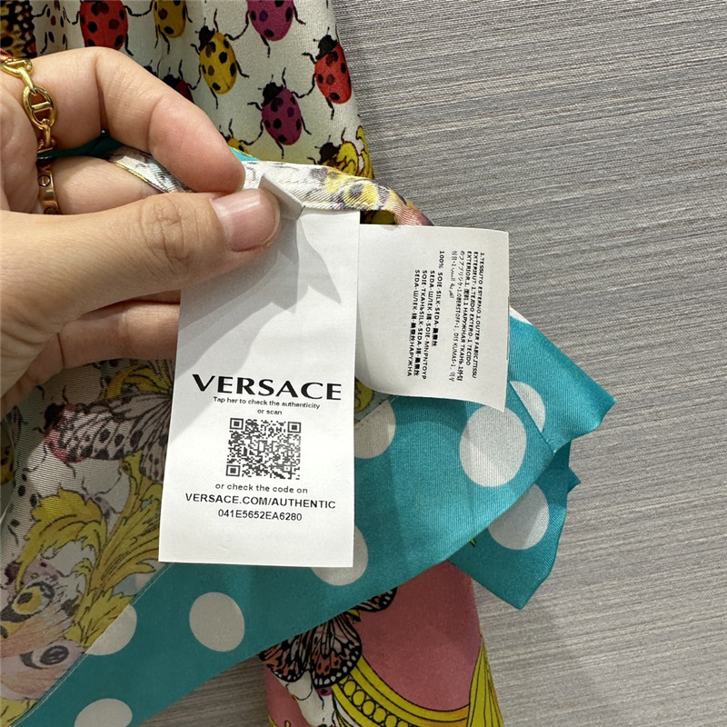 Versace dopamine color polka dot beetle print short silk shirt