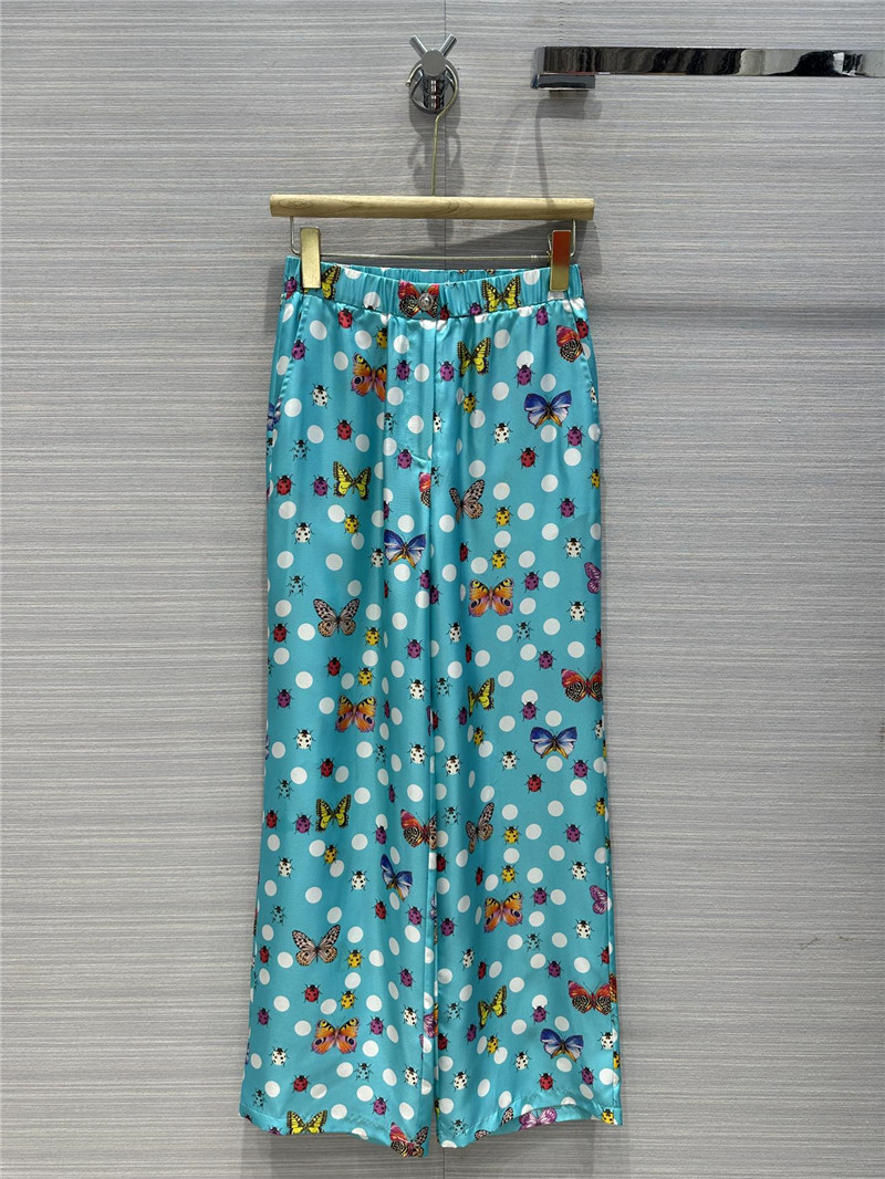 Versace dopamine color polka dot print silk pants