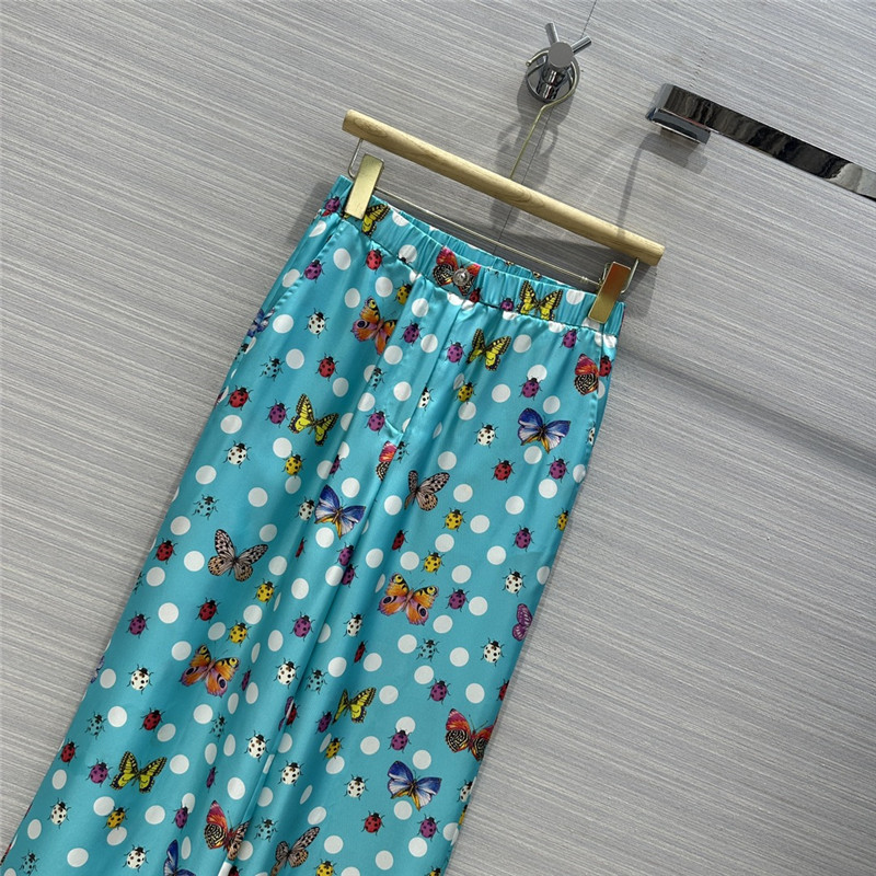 Versace dopamine color polka dot print silk pants