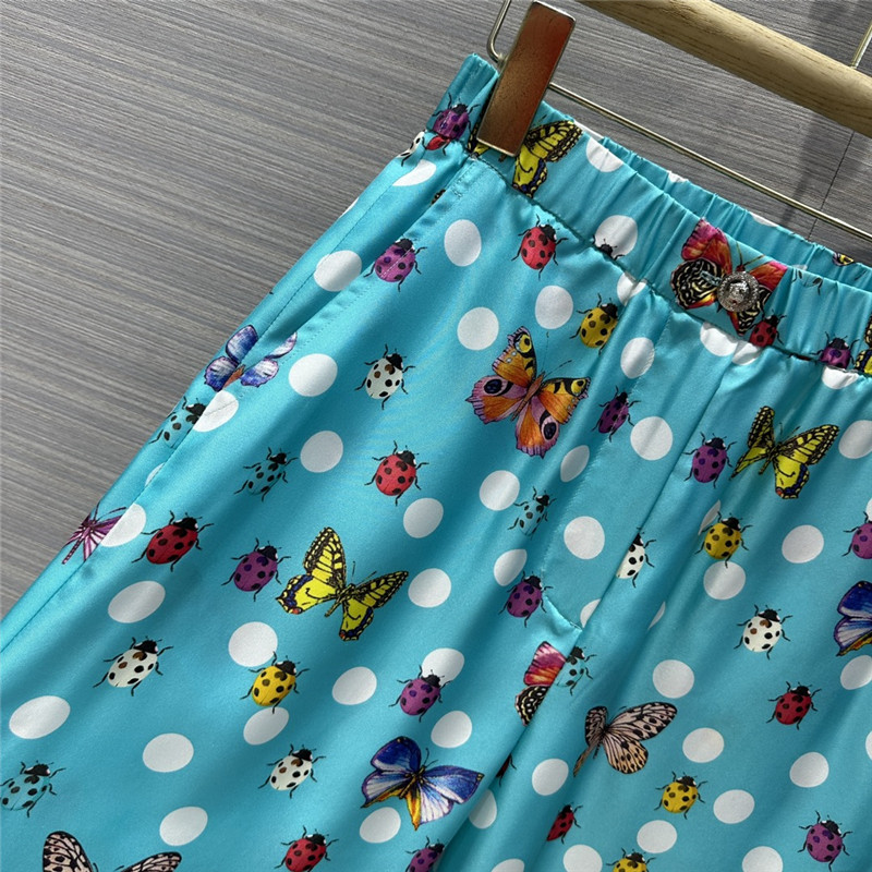 Versace dopamine color polka dot print silk pants