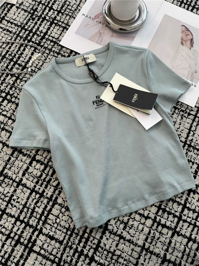 F**di embroidered round neck short sleeves