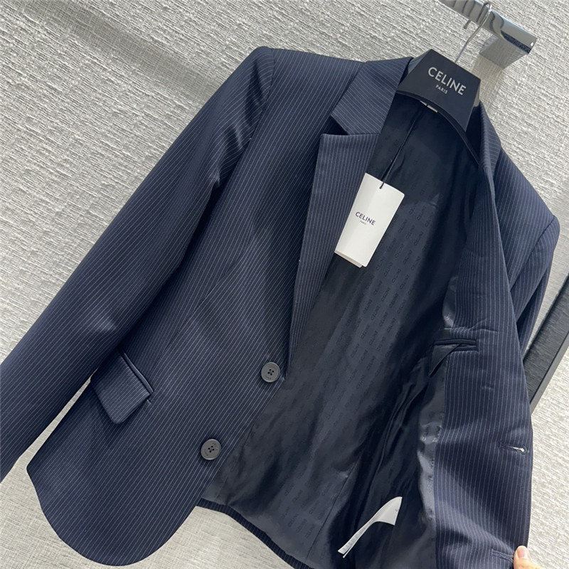 Ce1i*e blue vertical striped blazer
