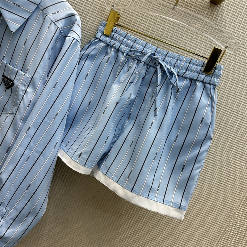 Pra*a triangle logo decorative stripe suit