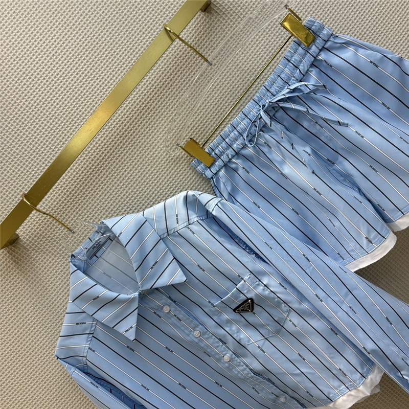 Pra*a triangle logo decorative stripe suit