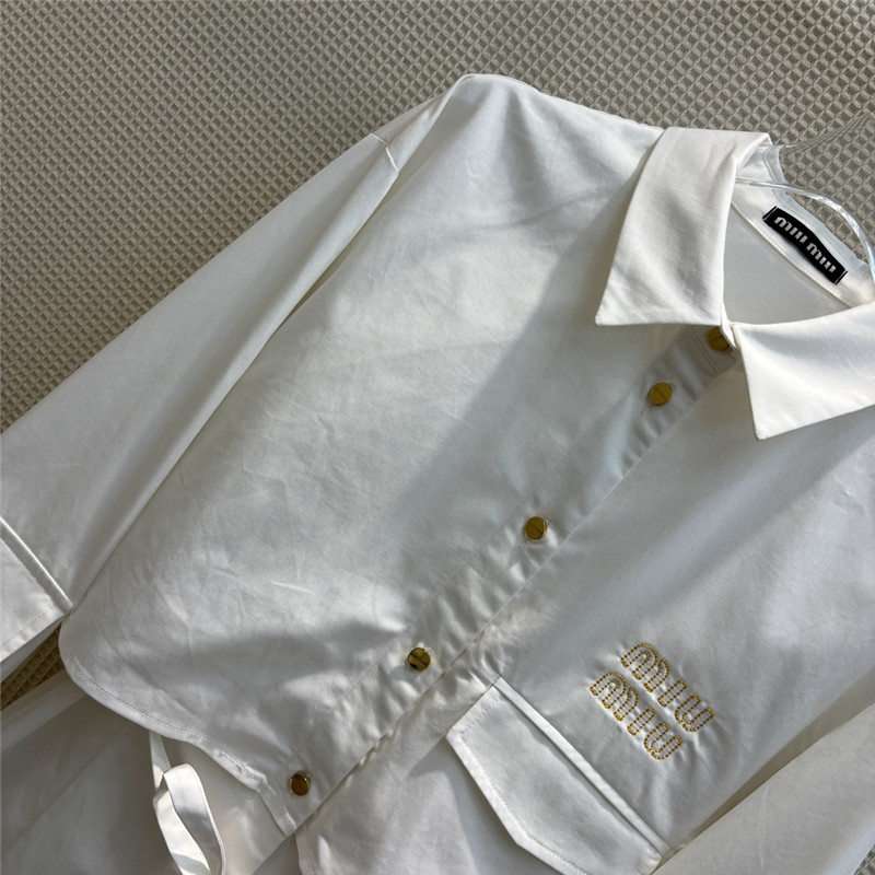 M1um1u fake two piece lapel long sleeve shirt dress