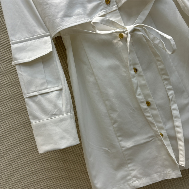 M1um1u fake two piece lapel long sleeve shirt dress