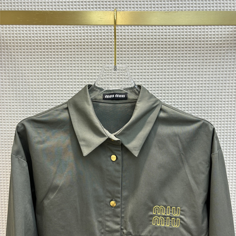 M1um1u fake two piece lapel long sleeve shirt dress