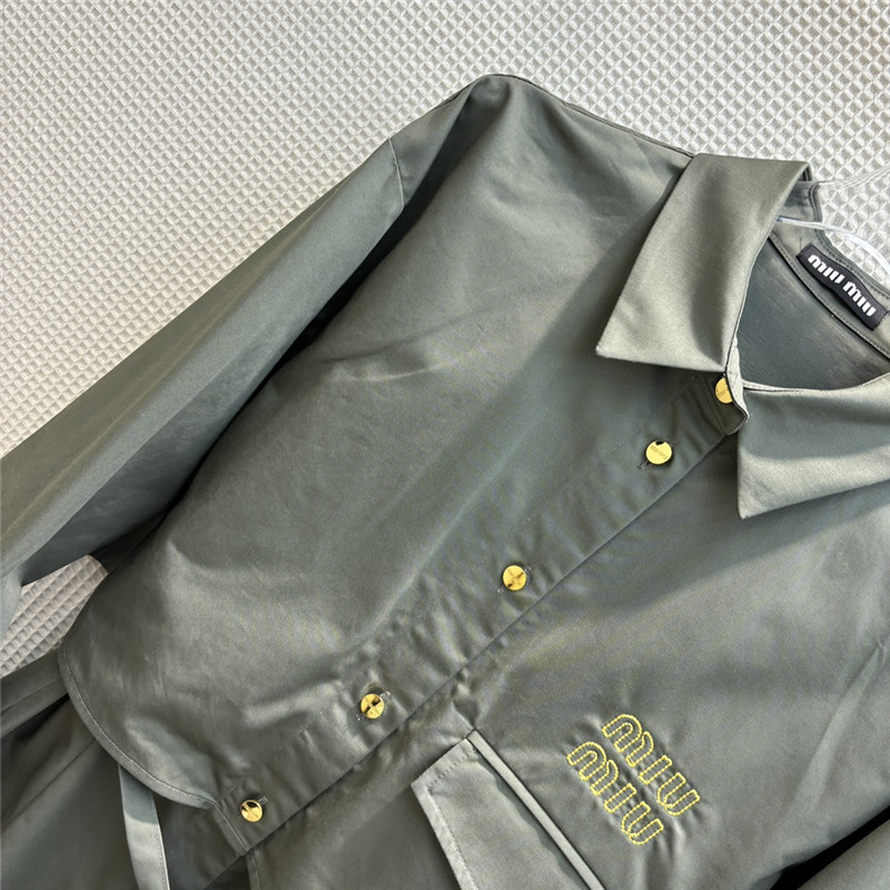 M1um1u fake two piece lapel long sleeve shirt dress