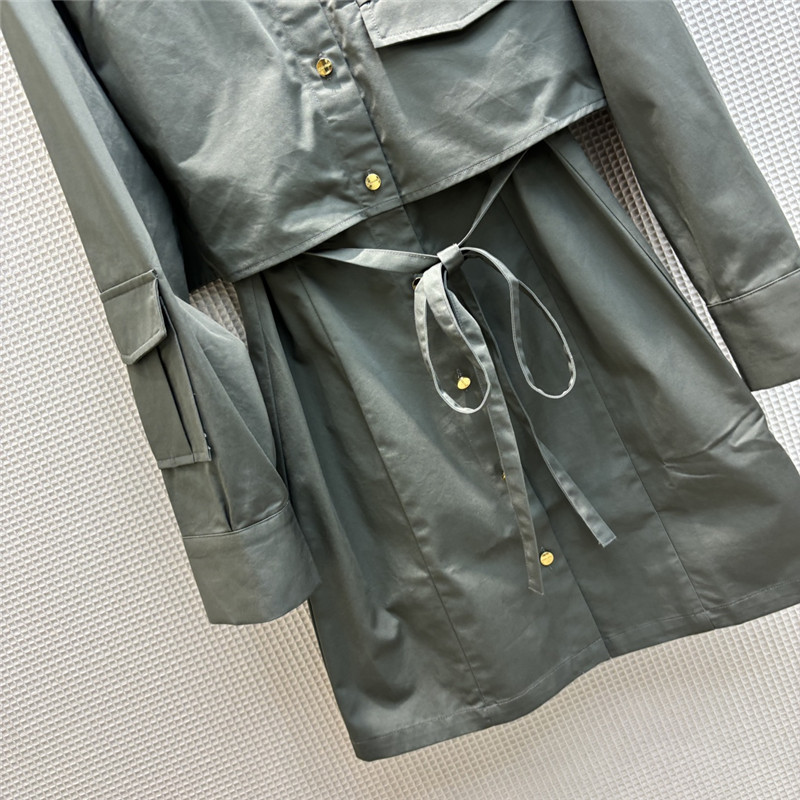 M1um1u fake two piece lapel long sleeve shirt dress