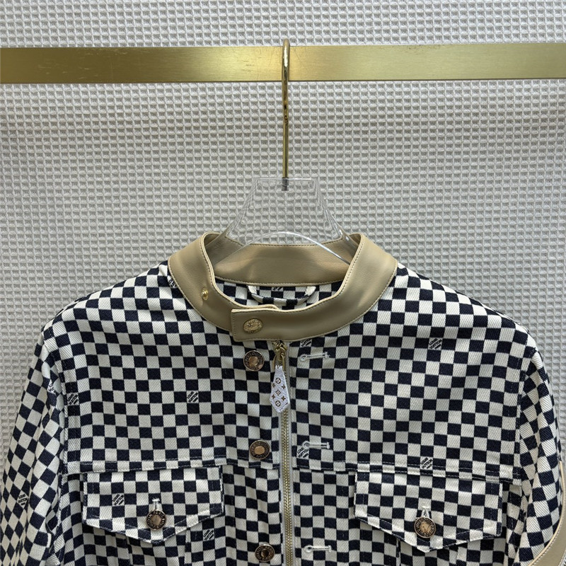 louis vuitton LV stand collar checkerboard short jacket