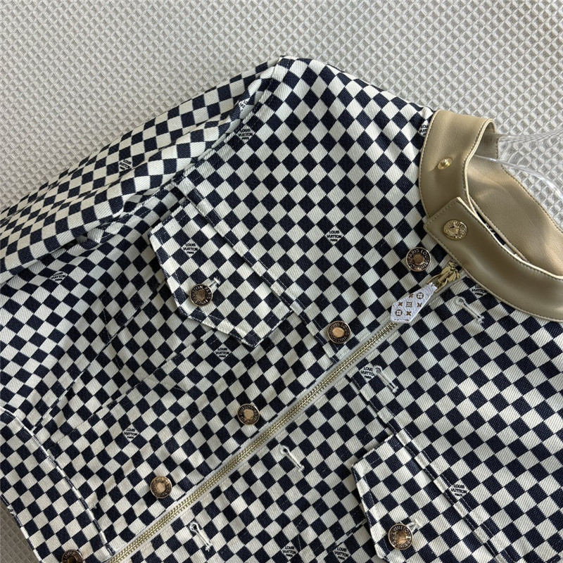 louis vuitton LV stand collar checkerboard short jacket