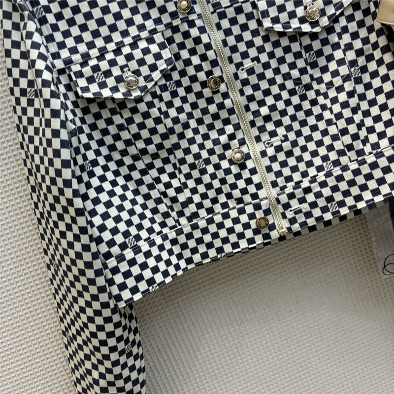 louis vuitton LV stand collar checkerboard short jacket