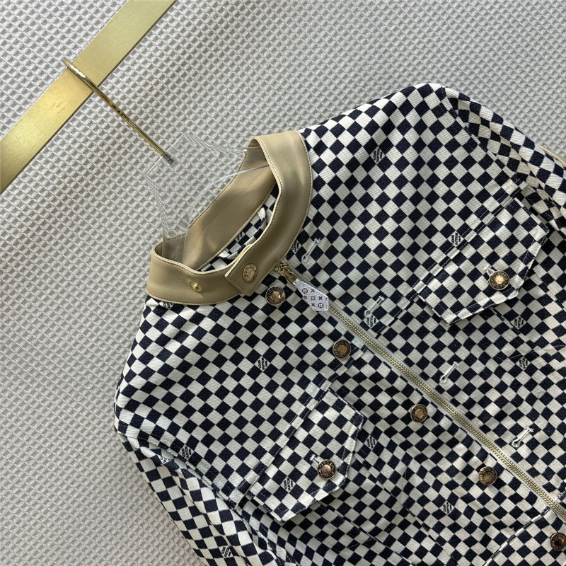 louis vuitton LV stand collar checkerboard short jacket