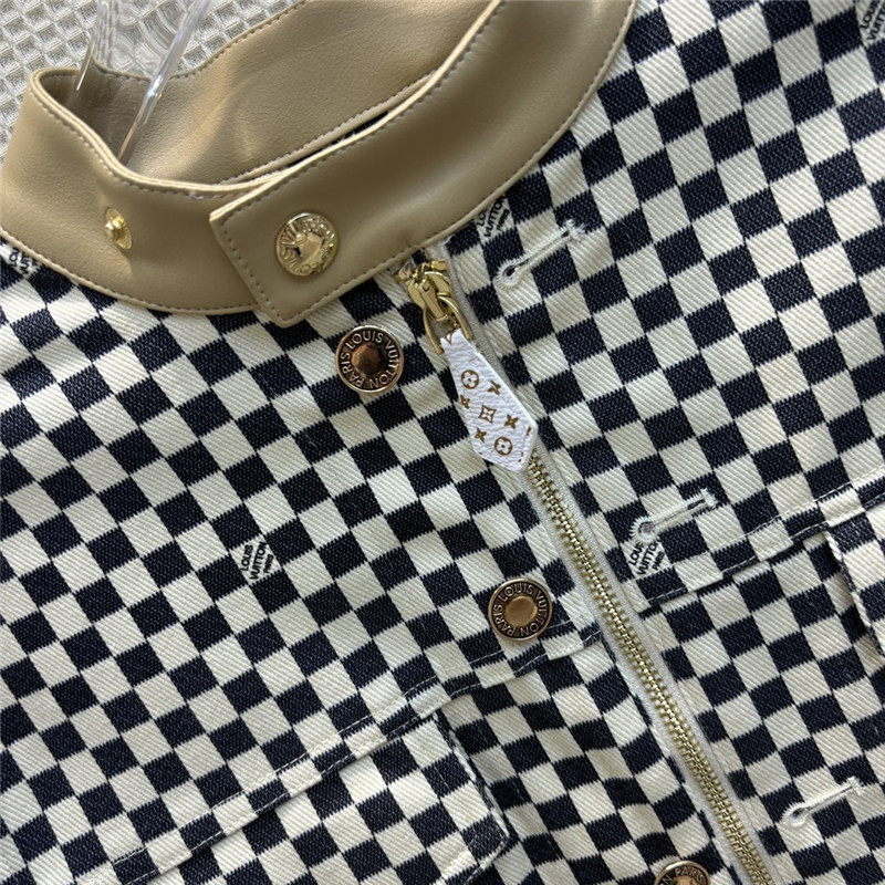 louis vuitton LV stand collar checkerboard short jacket